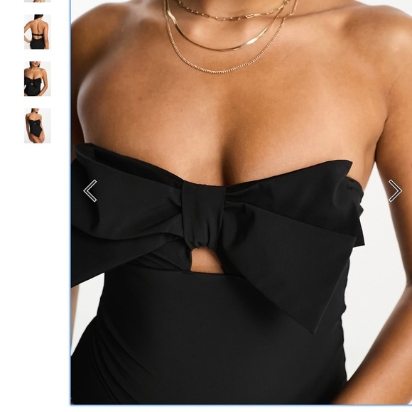 Size 8: & Other Stories Bow Open Back One-Piece Swimsuit in Black, NWT - Picture 4 of 16